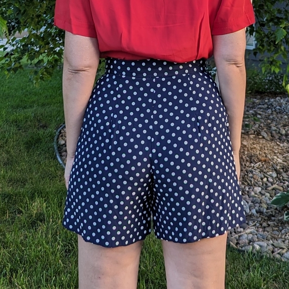 1990's 90's POLKA DOT SHORTS retro dressy S - Picture 6 of 10